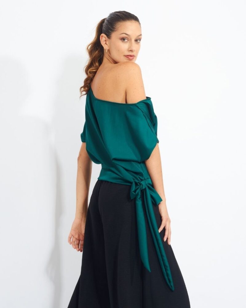 Blusa un hombro color verde - Imagen 3