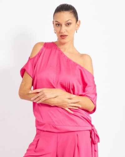 Blusa un hombro color fucsia